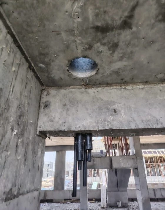 حقن الإيبوكسي لإصلاح الشقوق في الجدار الخرساني